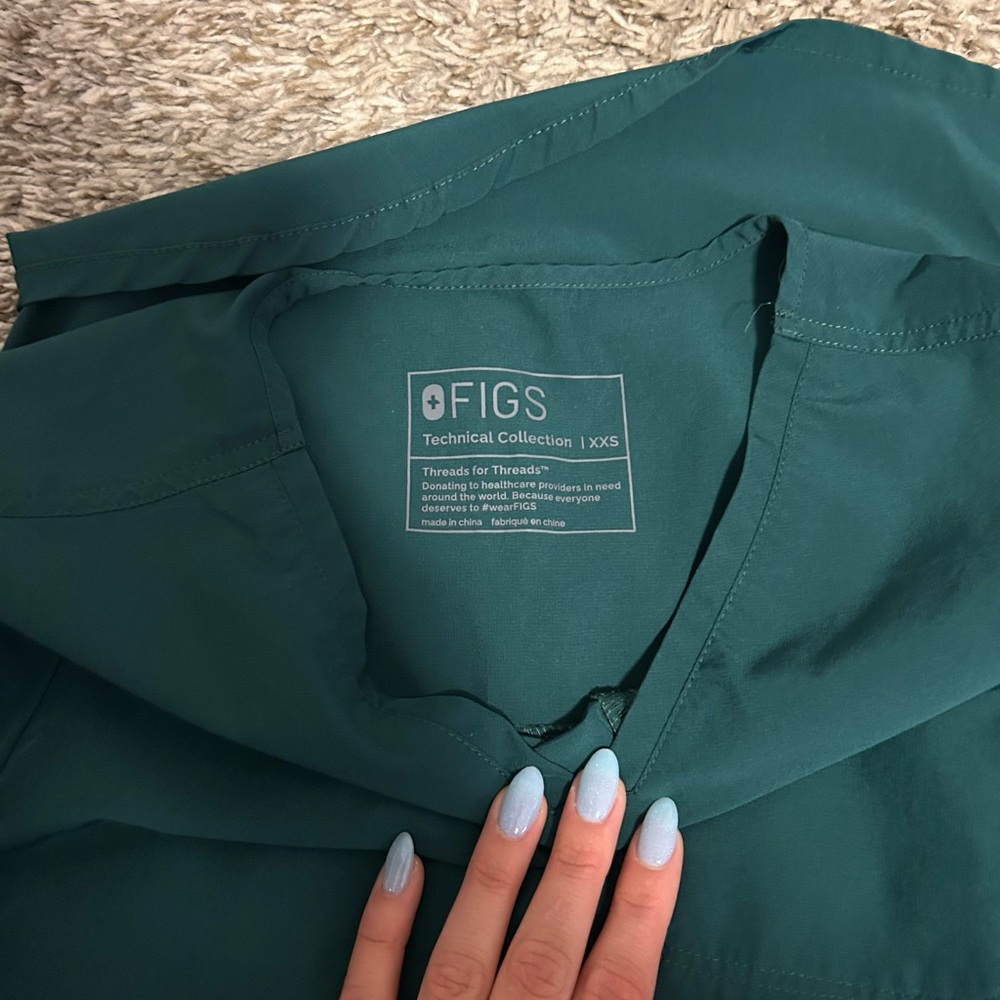 Figs Teal Scrub Top